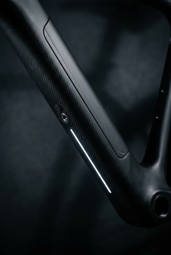 Hidden down-tube battery with LED charge line